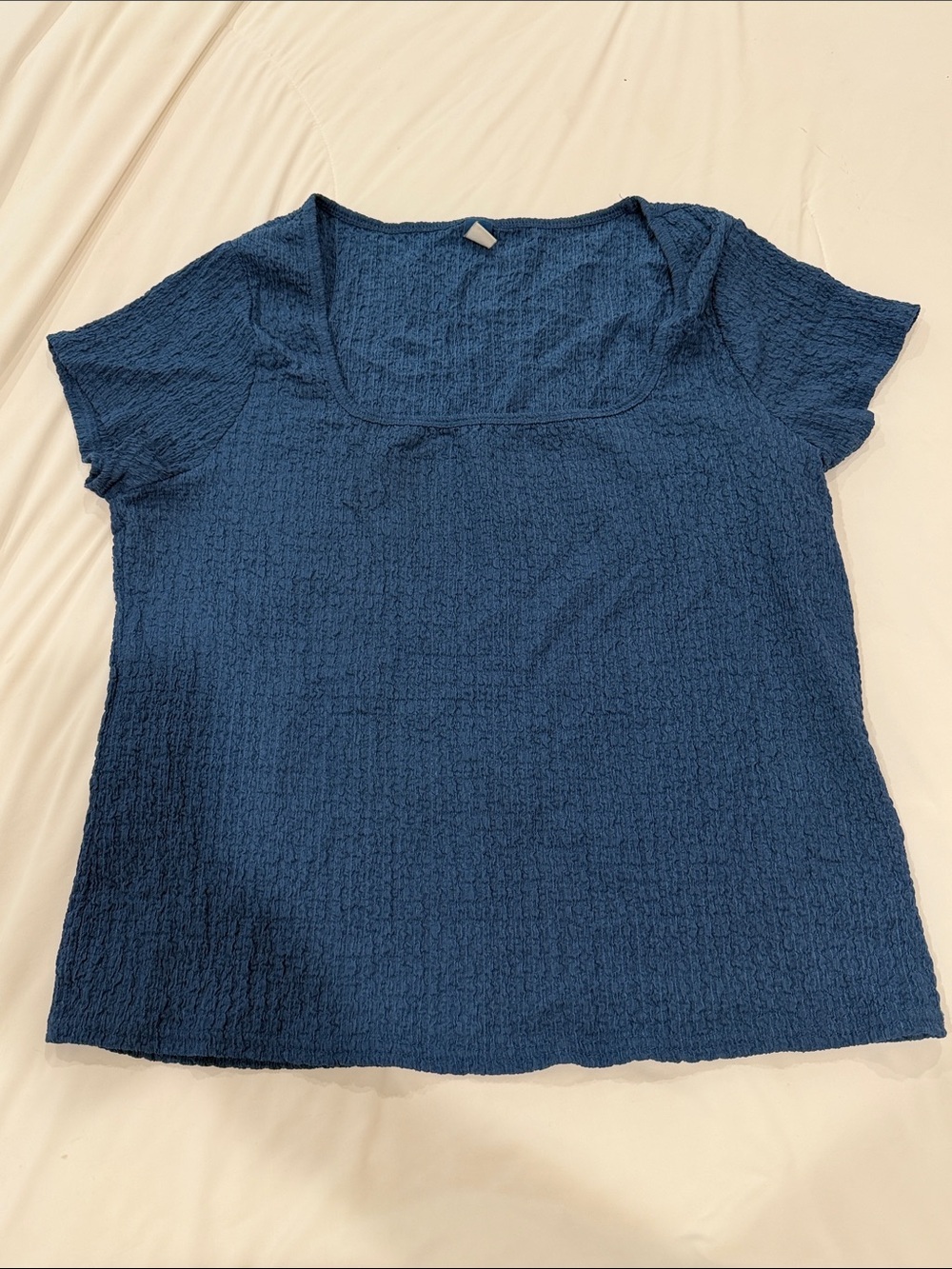 Old Navy Textured Square Neck Short Sleeve Top - Navy Blue